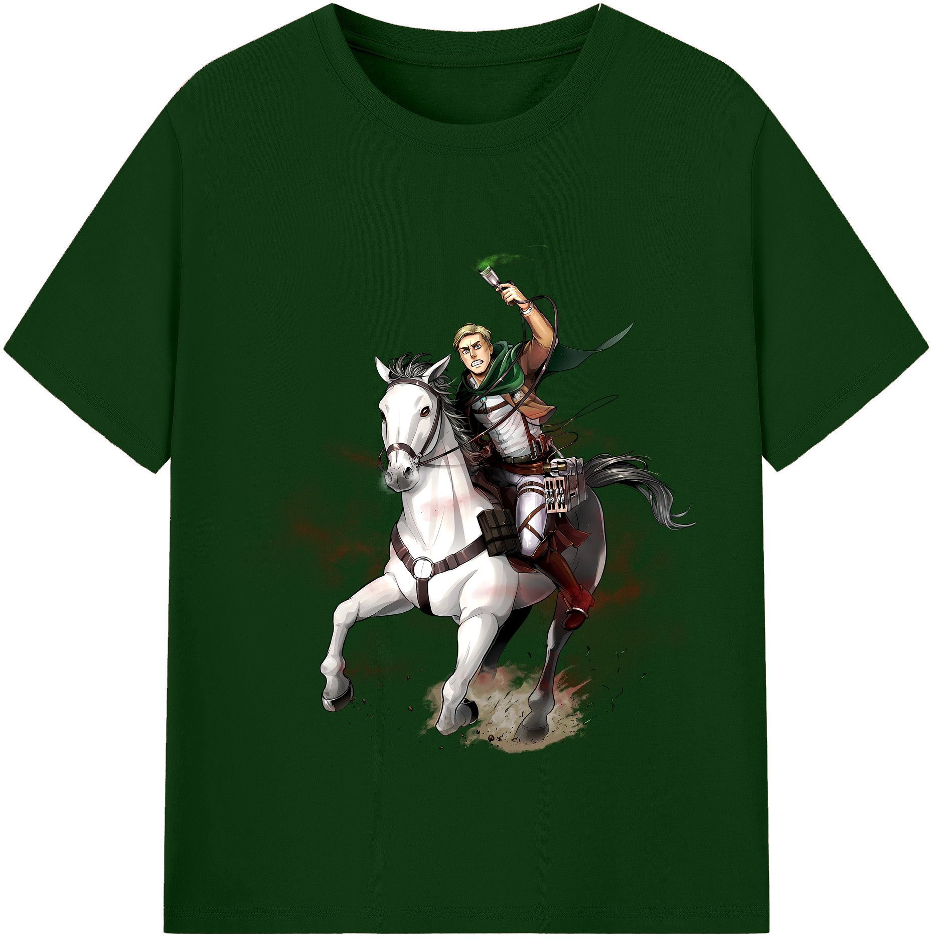 （画像用） 進撃の巨人 エルヴィン・スミス Attack on Titan Erwin Smith 綿100％半袖Tシャツ（フロントプリント）